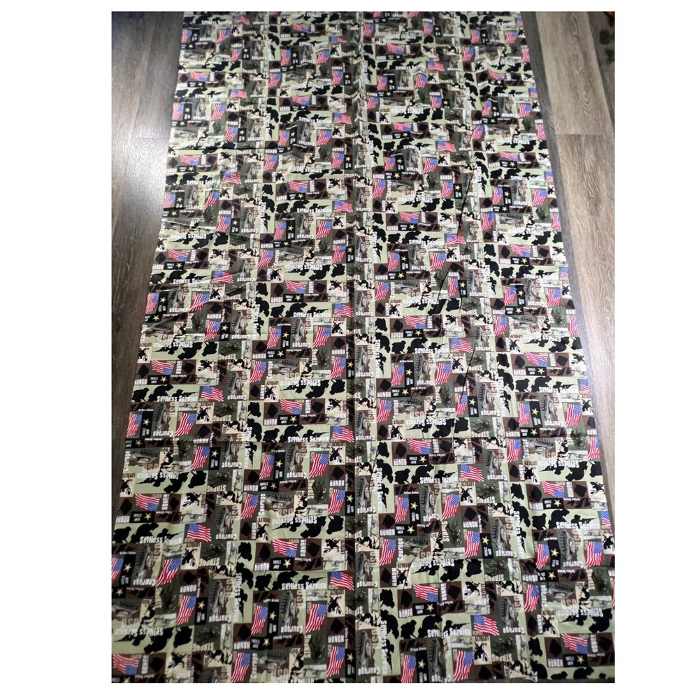 US Army Fabric Unisex Green Patriotic Military Print Cotton 44"x77"